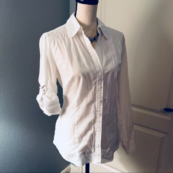 Ann Taylor Loft cotton shirt w/roll sleeves - L - Picture 3 of 6